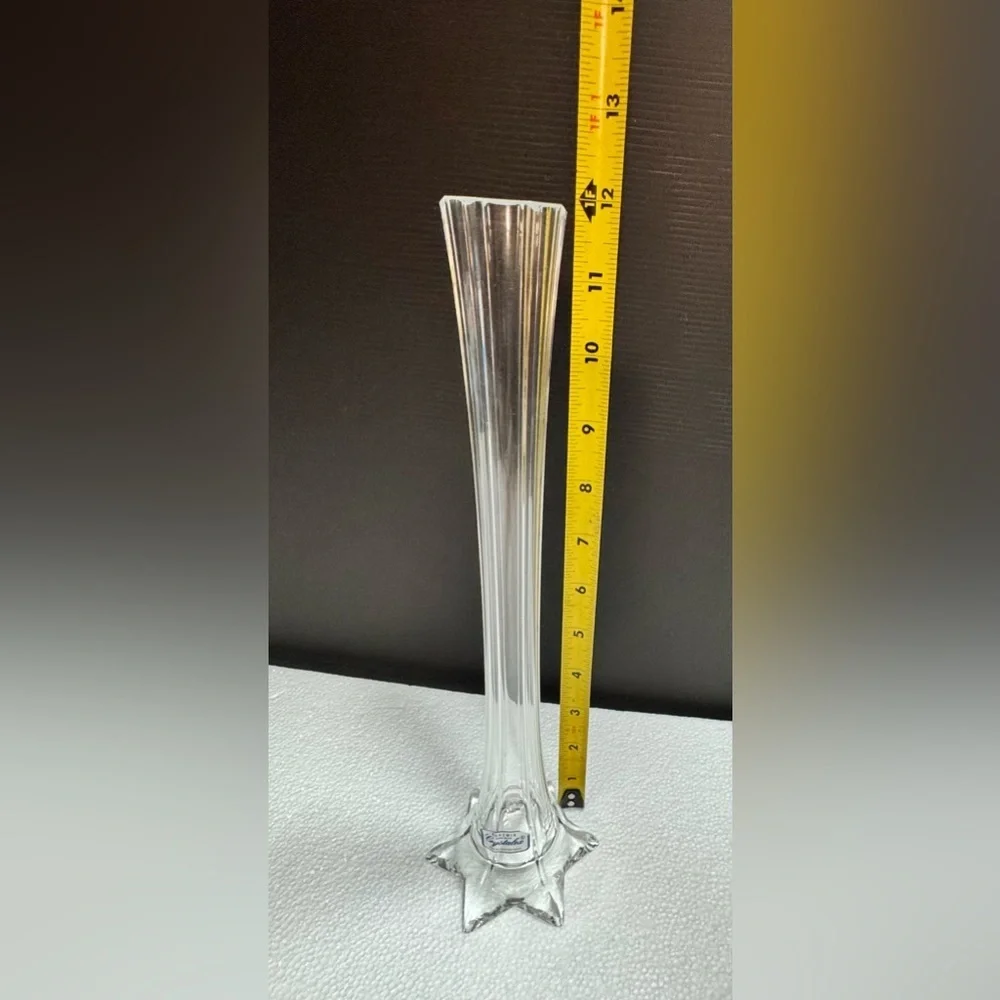 BOHEMIA HAND MADE Cristalea Elegant Clear Glass Vase